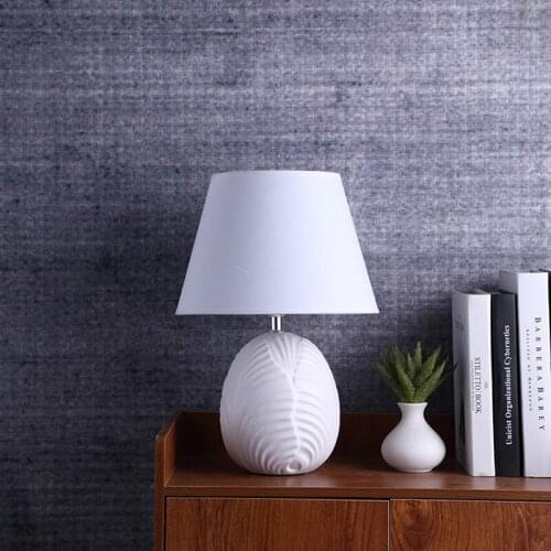 Modern White Table Lamp Leaf Texture Ceramic Table Lamp Beside Lamp For Living Room Minimalist Creative Decorative Bedroom Lamp