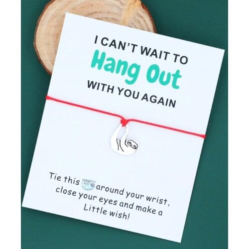 Make A Wish Sloth Wish Bracelet Fun Sloth Charm Missing You Wish Bracelet Sloth Jewellery for Women Men Sloth Inspirational Gift