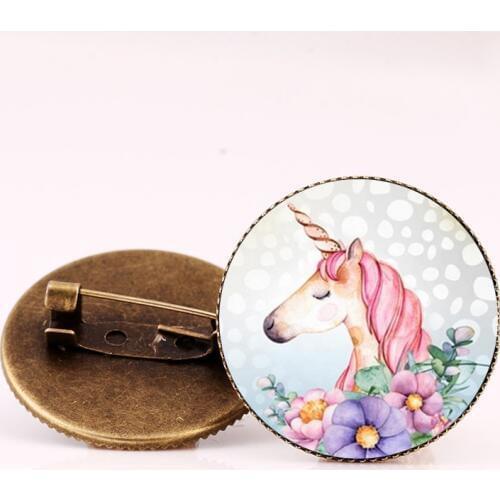 Suteyi Vintage Horse Animal 2 Colors Brooches Handmade Glass Cabochon Unicorn Brooch For Women Men Jewelry Drop Shipping