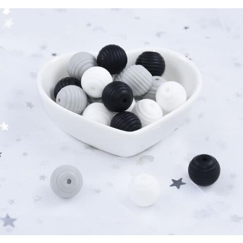 Teeny Teeth 30 PCS 15 MM Spiral Silicone Round Loose Beads Food Grade Making Dummy Clip Chains Baby Pendant Beehive Chew Beads