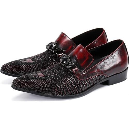 Zapatos Hombre Vestir Luxury Wedding Dress Mens Italian Leather Pointed Toe Shoes Red Claret Suede Summer Office Loafers Shoes