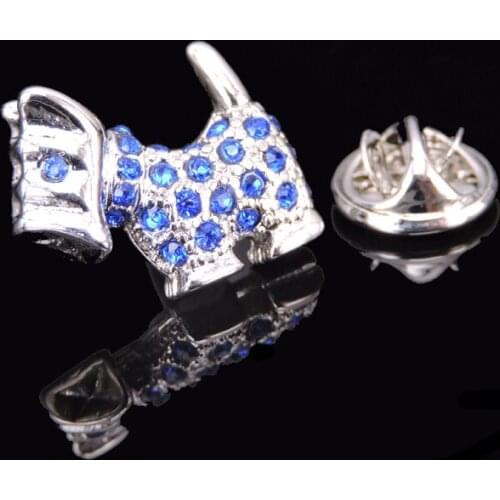 High-quality Brooch Lapel Pin For Successfu Men Pins Blue crystal dog Neckpin Collar Badge Jewelry Broche Clothing accessories