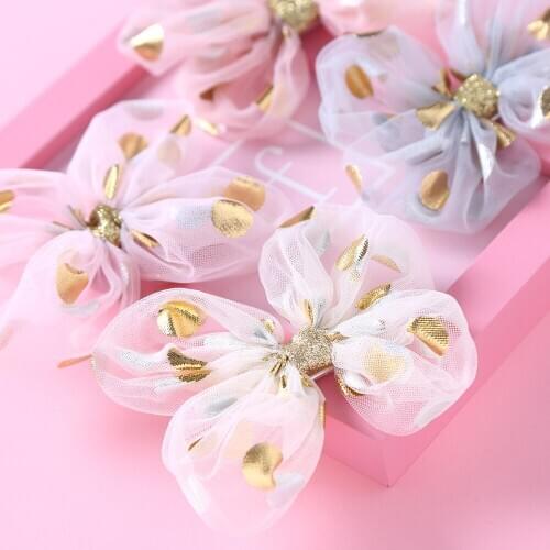 Polka Dot Hair Clips For Baby Girls Big Bows Hairpins Mesh Children Spring Summer Hair Accessories Infant Princess Side Clip