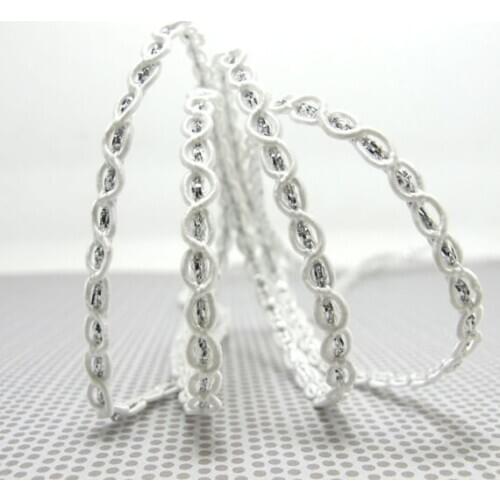 CLEARANCE|10 Yards 5mm White Scalloped Edge Woven Trim|Wavy Gimp Trim|Silver Shiny Decor|Narrow Trim Embellishment