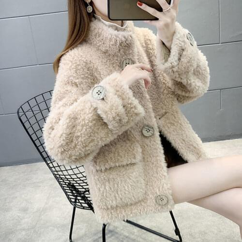 Women 2021 Autumn Winter Thicken Warm Faux Fur Jacket Coat Female Casual Fashion Lamb Fake Fur Overcoat Loose Outerwear C415