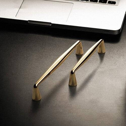 Gold Kitchen Door Handles zinc alloy Straight Cupboard Handles Knobs Cabinet Pull Yellow bronze Furniture Handle