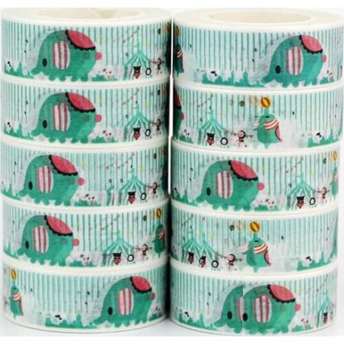 Wholesale 10pcs/lot Decorative Cute Blue Elephants Washi Tapes DIY Scrapbooking Planner Adhesive Masking Tapes Kawaii Stationery