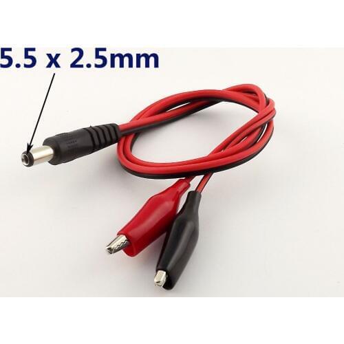 2pcs 5.5mmx 2.5mm Male DC Power Connector to Dual Alligator Clip Charger Adapter Cable 50cm