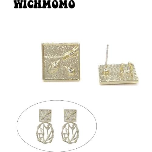 2021 New 15mm 6pcs High Quality Zinc Alloy Square Gourd Rice Ear Earring Base Connectors for DIY Earring Jewelry Accessories