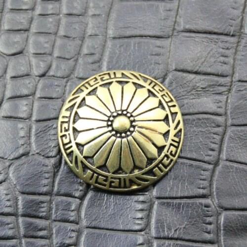 3pc 1-1/8'' (3.0cm) Wild Hearts Concho Solid Brass Conchos w/ Black Leathercraftt