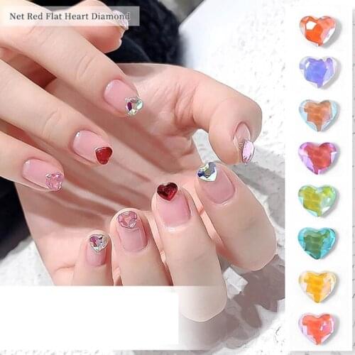 Q1QD 3D Flatback Nail Art Decorations Heart-shaped Multi Color for Nails Manicure