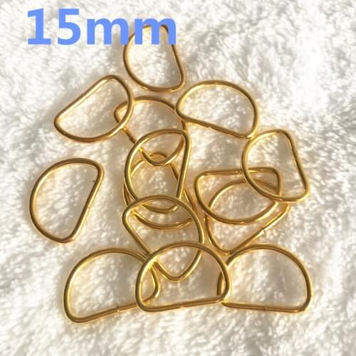 50pcs 15mm D Shaped buckle Non-Welded DIY Gold/Silver/gun black/antique Bronze D-Rings Webbing Strapping Garment Accessories
