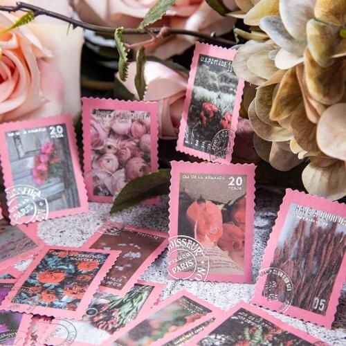 50Pcs/Bag Vintage Flower Stamps Paper Sticker Package DIY Diary Journal Decoration Label Sticker Album Scrapbooking