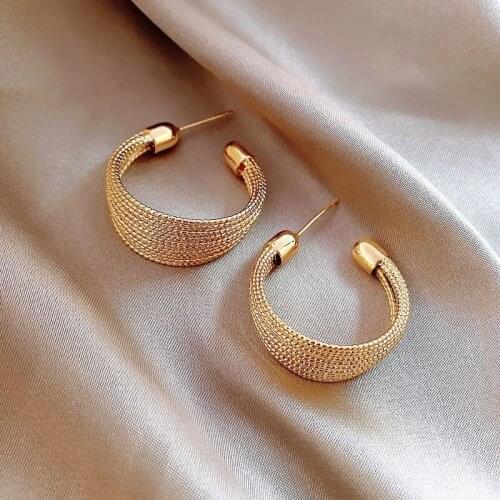 BLIJERY Fashion Multilayers Retro Metal Circle Earrings for Women C-shaped Statement Hoop Earrings Female New Trendy Earrings