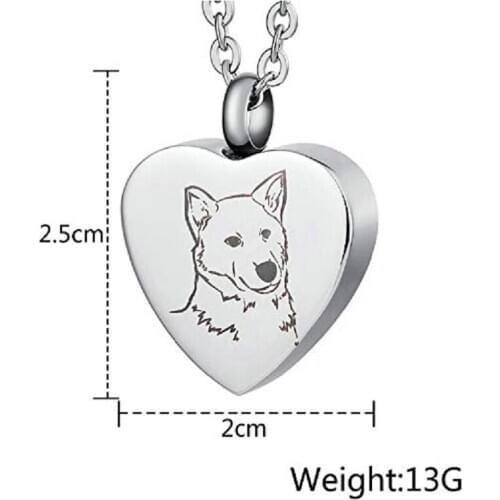 Stainless Steel Heart Cremation Necklace Urns For Pet Dog Ashes Holder Memorial Pendant