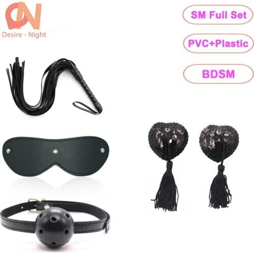 Exotic Accessories BDSM Bondage Full Set Sex Leather Toys for Women Couples for adults 18 games Mouth Gag Nipple Clamps Whip
