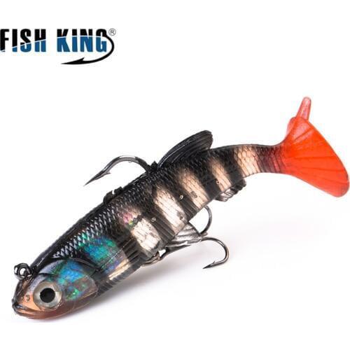 FISH KING 7.5/15/24.5g Soft Silicone Bait Lead Jig Head Fishing Lures T Tail Wobblers Swimbait Artificial Grub Fishing Bait