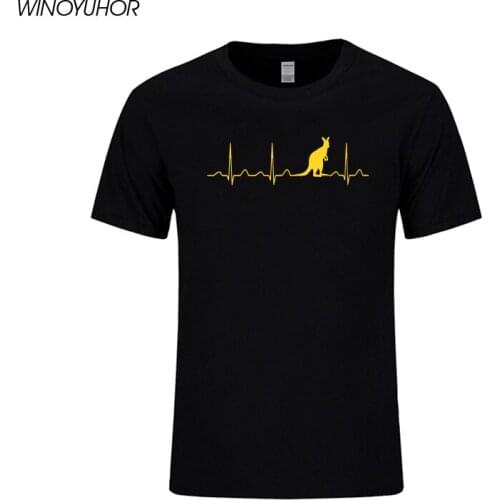 Australia In My Heartbeat T Shirt Men Cotton O-Neck Summer Style Short Sleeve T-Shirt Funny Kangaroo Print Tops Tee