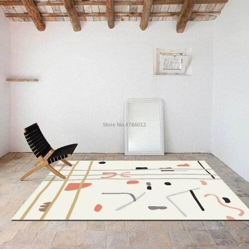 Morandi Geometric Simple Messy Lines Beige Powder Gray Imitation Cashmere Living Room Bedroom Bedside Carpet Floor Mats