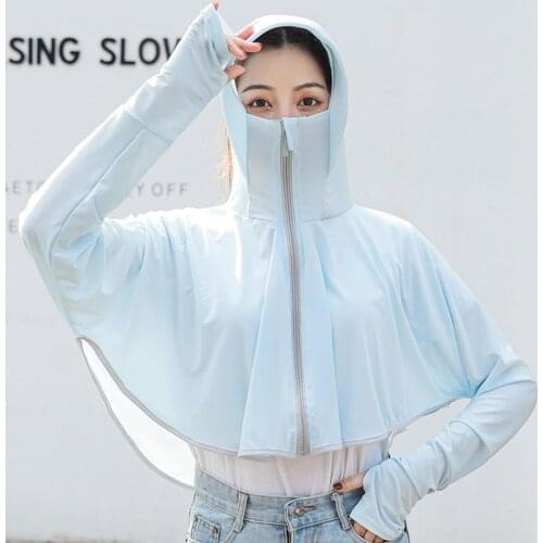 Female Ice Silk Zipper Anti UltravioletOveralls Summer Sunscreen Windbreaker Jacket Sunscreen Clothing Couple Models