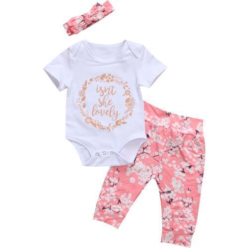 Citgeett 0-24M Newborn Baby Girls Lovely Floral Outfits Clothes Tops Romper + Flower Pants 3pcs set