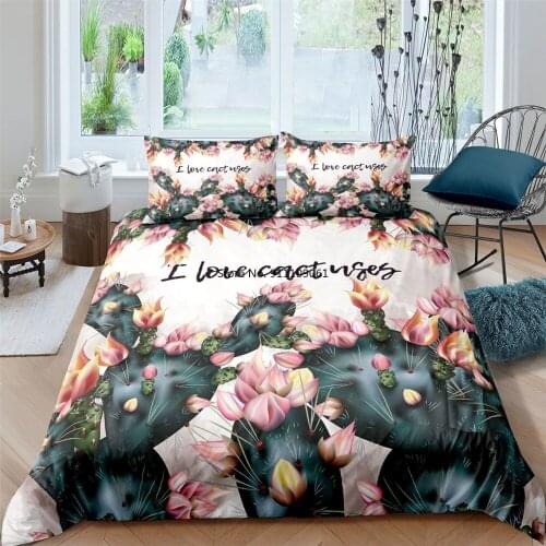 Flowers and Plants Bedding Set Modern Home Quilt Cover Duvet Cover Sets Flowers Printed 2/3pcs Bedroom Decorations Bedclothes
