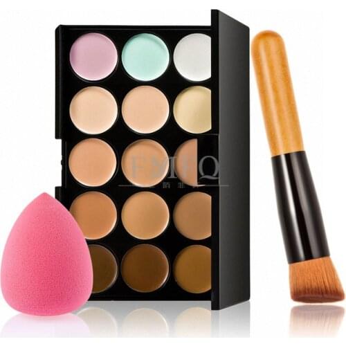 Concealer+Foundation brush Makeup set Kit Cream Based Professional Contour Palette Make up Set Pro Palette brush Sponge Puff