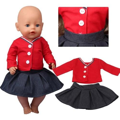 18 Inch Doll Costume Red Coat+Skirt Cartoon Two-piece Suit Reborn Dolls Dress American Girl Doll Clothes Reborn Baby Girl Gifts