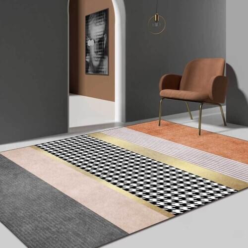 Geometric Classic Houndstooth Pattern Carpet Gold Yellow Gray Pink Living Room Bedroom Floor Area Rugs 3d Luxury Home Indoor Mat