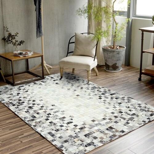 European Style Simple Style Carpets Living Room Bedroom Tea Table Rugs Cowhide Manual Stitching Carpet Luxurious Large Rug XW01