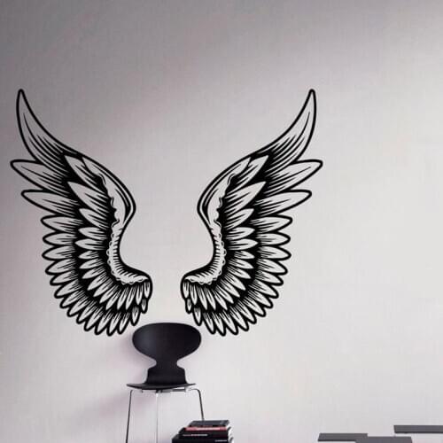Angel Wings Wall Decal Beautiful Feathers Art Door Window Vinyl Sticker Bedroom Living Room Home Interior Decor Wallpaper Q774