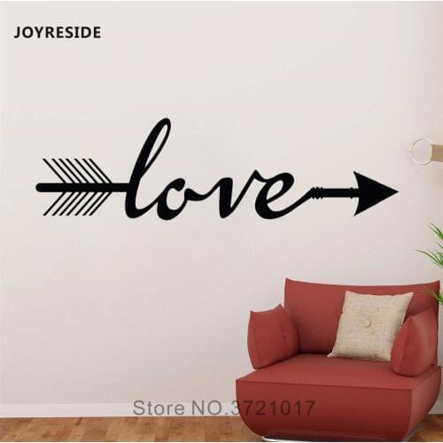 JOYRESIDE Love Arrow Wall Quotes Saying Sticker Decals Vinyl Bedroom Living room Home Interior Playroom Designs Art Mural A1431