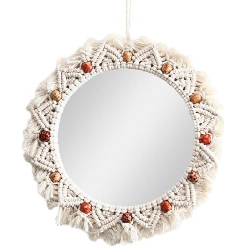 Diameter 35cm Macrame Wall Tapestry Mirror Round Boho Mirror Wall Macrame Decorative Mirror Wall Tapestry