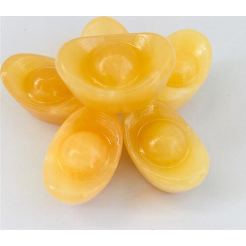 6pc Natural yellow jade Gold ingot hand carved quartz specimen healing