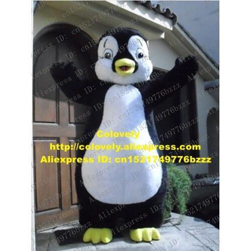 Fancy Black Penguin Mascot Costume Mascotte Spheniscidae Penuins With White Chubby Belly Yellow Feet Adult No.1767 Free Ship