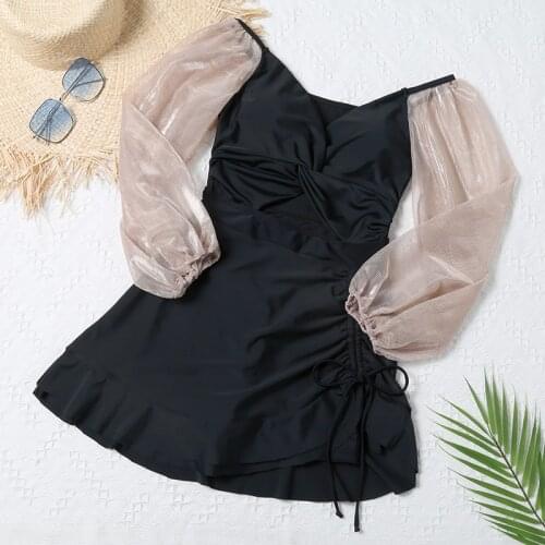 2021 New Ladies Long Sleeve One Piece Swimwear Female Padded Bathing Suit Swimwear Summer Sexy Swimsuit Women Swimming Suits