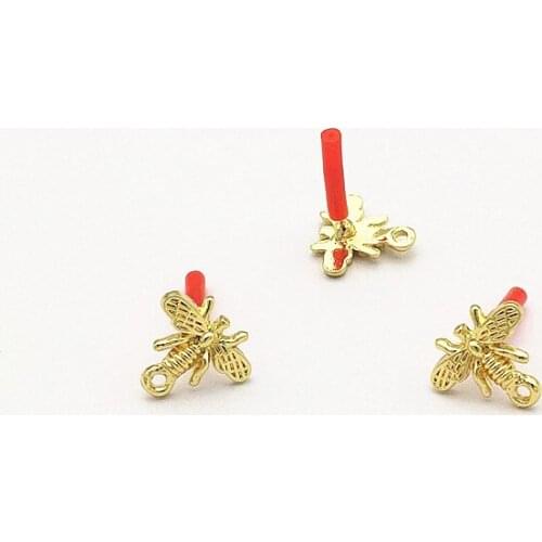 New arrival! 13x14mm 100pcs Zinc Alloy Bee shape Ear Stud for Hand Made Earrings DIY parts,Jewelry Findings & Components