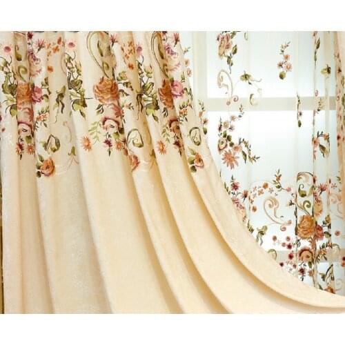 NEW Luxury European Curtains for Living Room Bedroom High-grade Custom Chenille Embroidery Sheer Customize Cloth Valance
