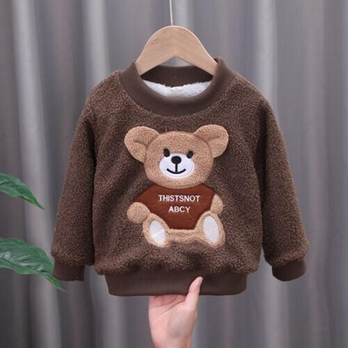 Baby boy clothes autumn/winter new cartoon cute bear cotton plush sweater baby boy casual tops baby girl sweater baby clothes