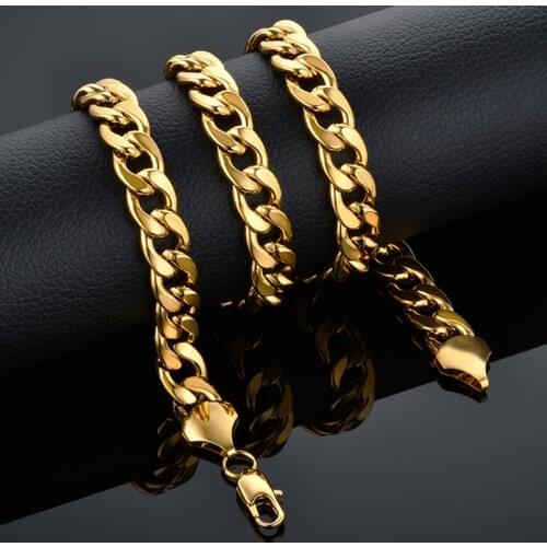 40-90CM Choker Punk Cuban Link Chain Necklace Heavy Male Gold Stainless Steel Hiphop Chains for Men/Women Jewelry Dropshipping