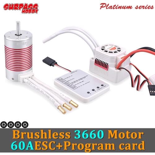 SURPASS HOBBY Platinum Waterproof 3660 Brushless Motor 60A ESC Program Card for 1/10 RC Car Drift Racing traxxas ARRMA kyosho