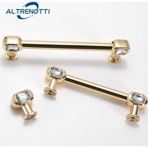 Cabinet Furniture Handle Luxury Crystal Zinc Alloy Kitchen Cupboard Knob Modern Drawer Wardrobe Dresser T Bar Door Pull Hardware