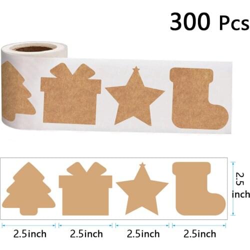 Kraft Paper Christmas Stickers Removable New Years Stationery Gift DIY Decoration Handmade Stickers for Packaging