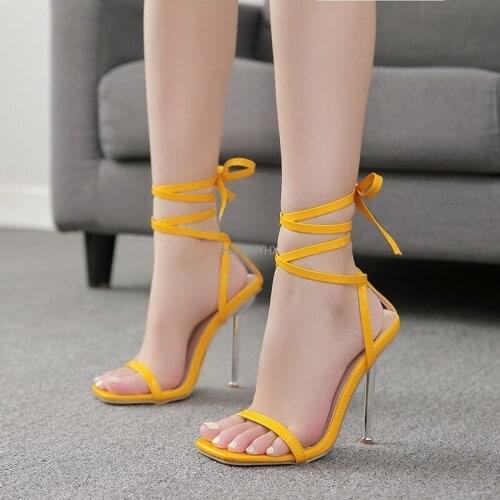 Fashion 2021 Summer Womens Sandals PU Lace-Up Knot Ladies High Heel Sandals Sexy Leopard Woman Shoes Sandalen Pumps New