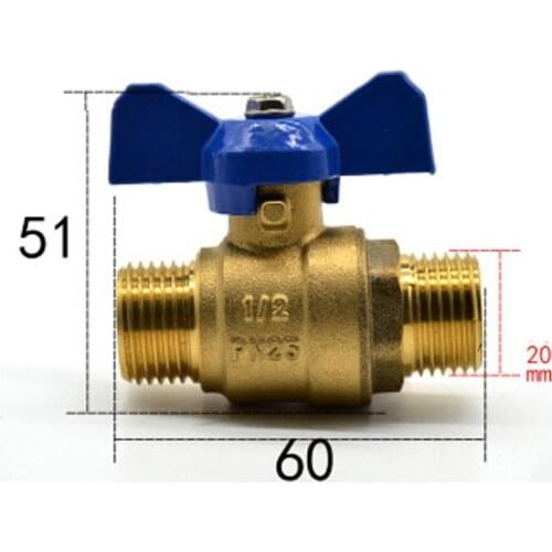 DN15 G 1/2" BSP Male Brass Ball Valve Water Gas Oil Port Size 14mm With Blue Handle