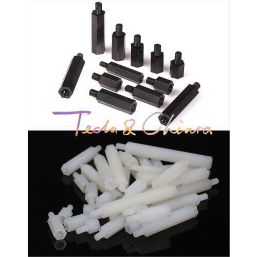10Pcs M3 x 14mm + 6mm White Black Plastic Nylon Plastic Standoff Hex Column Support Male-Female Spacer Phillips Head Screw