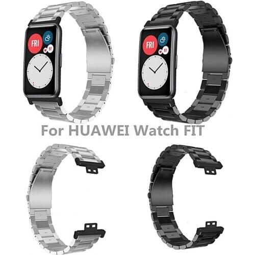 Replacement Double Snap Buckle Stainless Steel Strap Wristband Smart Watch Bands For HUAWEI Watch Fit Accessories
