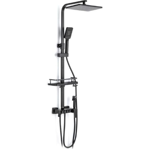 Shower Faucet Bathroom Shower Set Pressurized Shower System Brass Bath Mixer with ABS Spray Gun Black Portable Shower Head