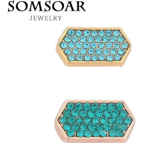 Somsoar Jewelry Keys Crystal stone Charms fit Leather wrappable Bracelet for fashion jewelry 10pcs/lot