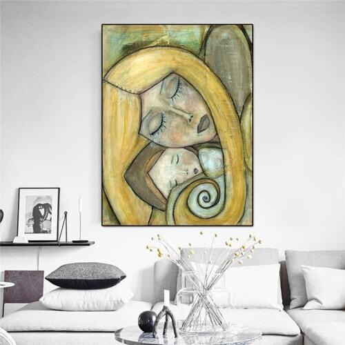 Modern mom and baby Oil Painting on Canvas dropshipping Posters and Prints Scandinavian Wall Art Picture for living room